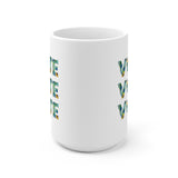 Printed Vote Floral Block Letters Ceramic Mug